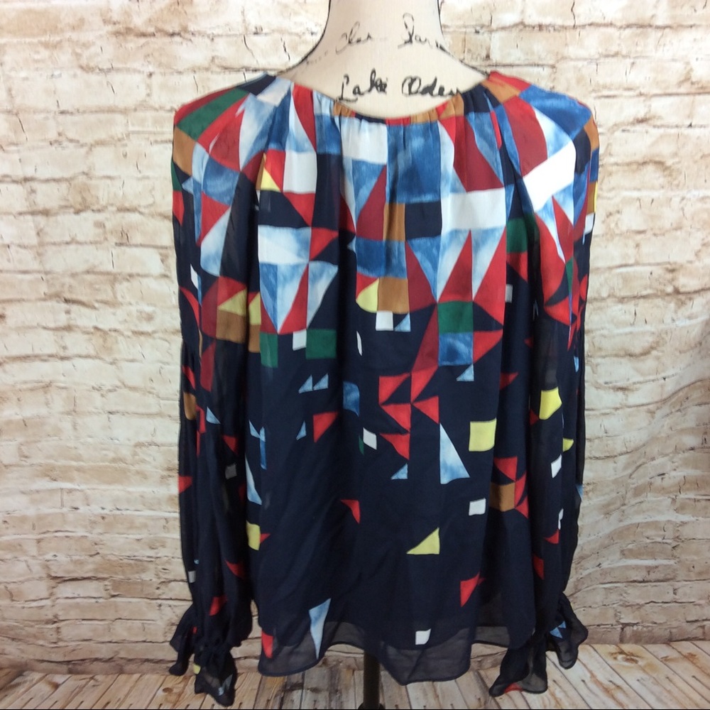 Joie Silk Geometric Print Top Medium - Picture 5 of 9